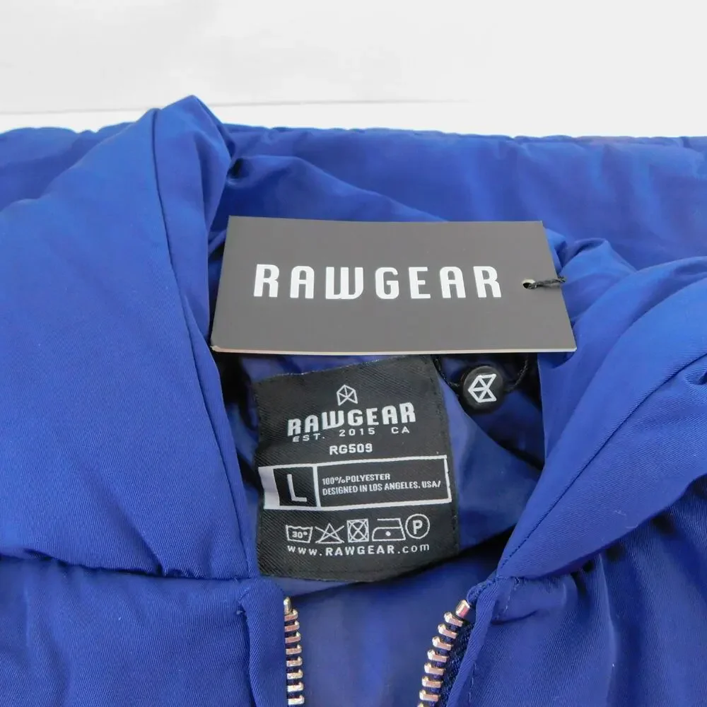 RAWGEAR Mens Insulated Zip Front Puffer Hoodie Vest Navy Double Zipper Large New